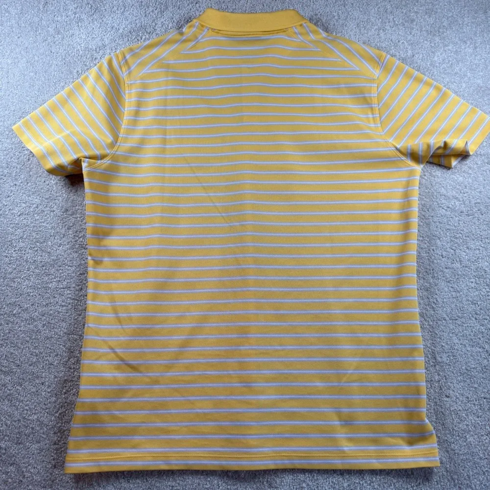 Nike Dri-FIT Mens Large Yellow White Striped Short Sleeve Golf Polo Shirt